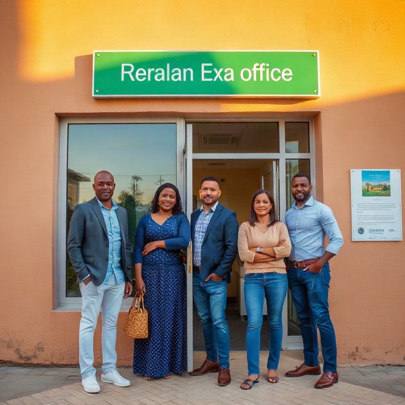 Small real estate team outside a Nyali Road office