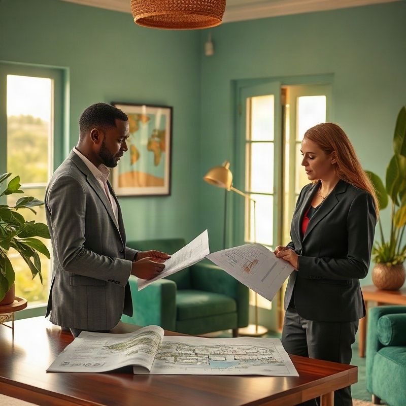 Two professionals reviewing a coastal property investment brief