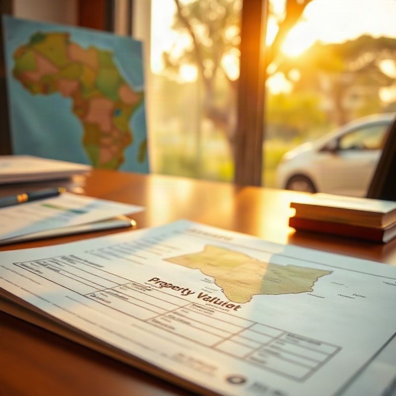 Property valuation document on a desk with coastal Kenya map